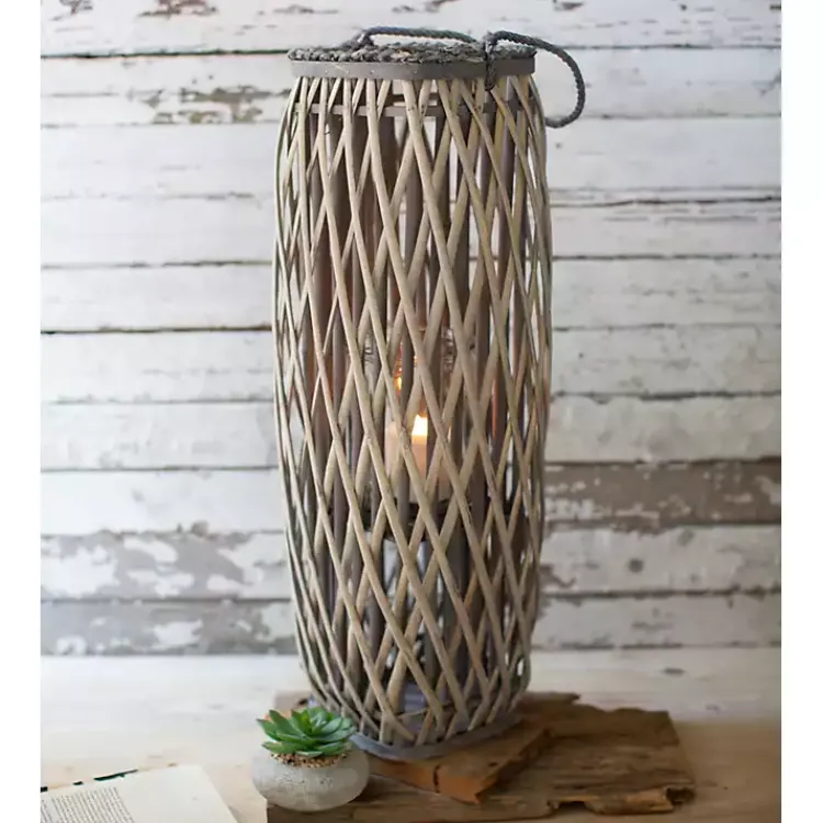 Kirklands Home Outdoor Lighting|Willow Oval Lantern, 28 in. Gray