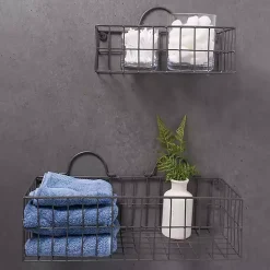 Kirklands Home Shelves|Gray Wire Wall Baskets, Set of 2