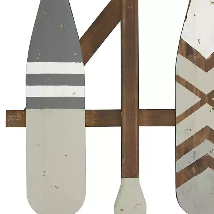 Kirklands Home Wall Plaques|Gray Wood Arrow and Striped Paddle Wall Plaque