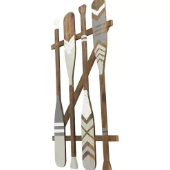 Kirklands Home Wall Plaques|Gray Wood Arrow and Striped Paddle Wall Plaque