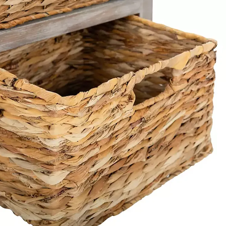 Kirklands Home Accent & End Tables|Wood Side Table with Baskets Gray