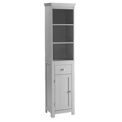 Kirklands Home Bathroom Furniture|Wood 3-Tier Tower Cabinet Gray