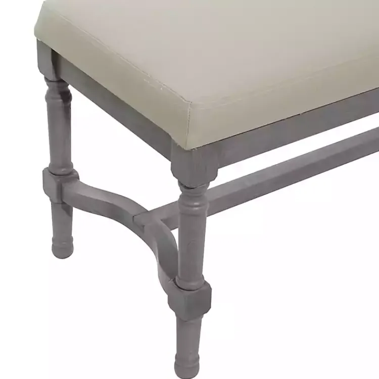Kirklands Home Benches & Ottomans|Wood Upholstered Burlap Seat Bench Gray