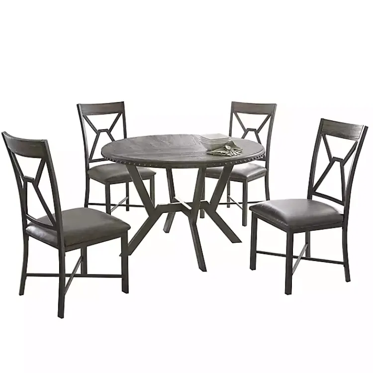 Kirklands Home Dining Sets|Gray Wood Upholstered 5-pc. Dining Set