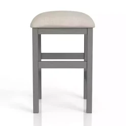 Kirklands Home Bar Stools & Counter Height Stools|Wood Upholstered Seat 2-pc. Counter Stool Set Gray