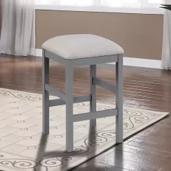 Kirklands Home Bar Stools & Counter Height Stools|Wood Upholstered Seat 2-pc. Counter Stool Set Gray