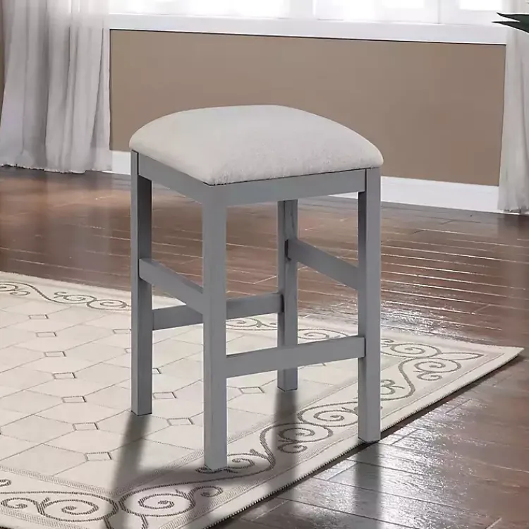Kirklands Home Bar Stools & Counter Height Stools|Wood Upholstered Seat 2-pc. Counter Stool Set Gray