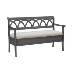 Kirklands Home Benches & Ottomans|Gray Wood Upholstered Storage Bench