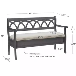 Kirklands Home Benches & Ottomans|Gray Wood Upholstered Storage Bench