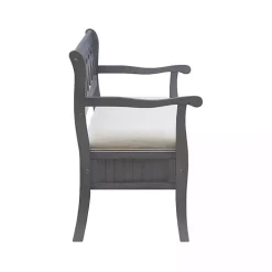 Kirklands Home Benches & Ottomans|Gray Wood Upholstered Storage Bench