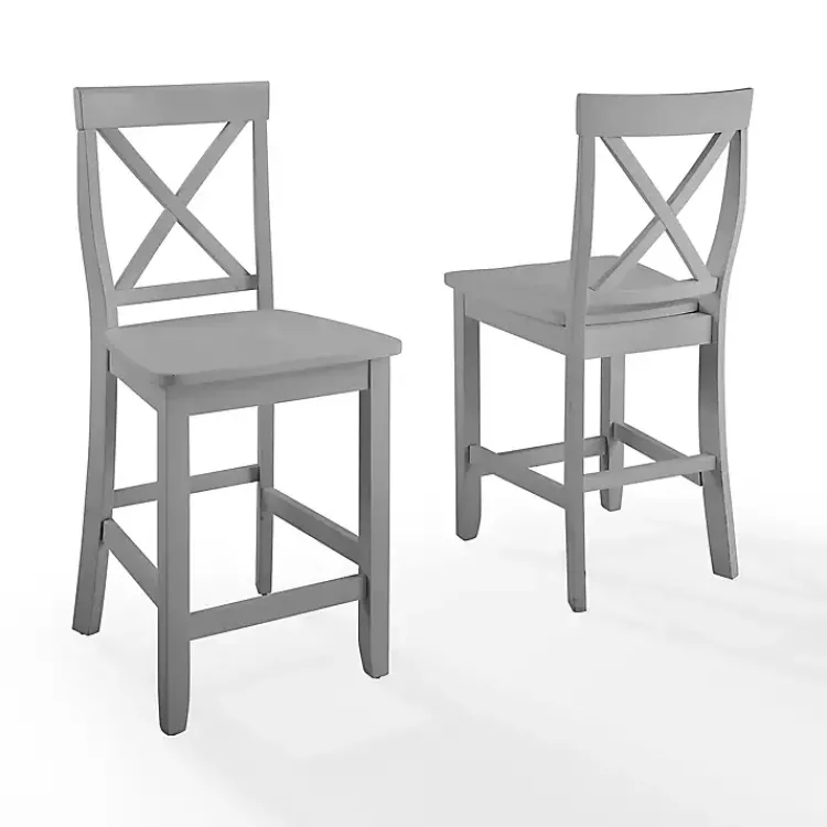 Kirklands Home Bar Stools & Counter Height Stools|Wood X-Back Counter Stools, Set of 2 Gray