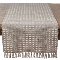 Kirklands Home Table Linens|Woven Dash Cotton Table Runner Gray