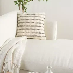 Discount Woven Knotted Stripes Throw Pillow Pillows