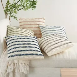 Discount Woven Knotted Stripes Throw Pillow Pillows