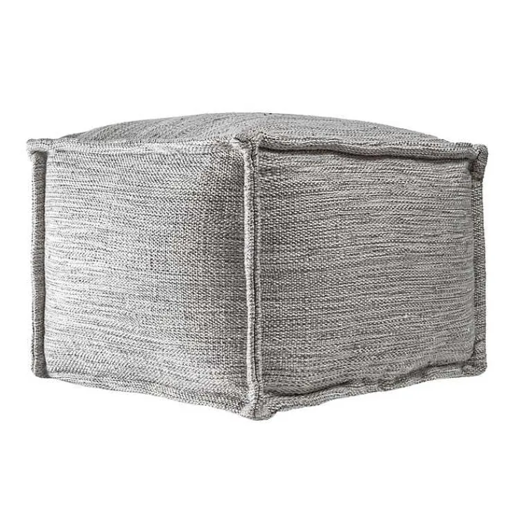 Kirklands Home Outdoor Cushions & Pillows|Woven Outdoor Pouf Gray