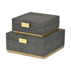Sale Gray Woven Square Decorative Boxes, Set of 2 Baskets & Boxes