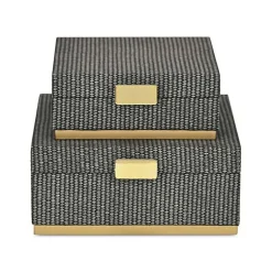 Sale Gray Woven Square Decorative Boxes, Set of 2 Baskets & Boxes