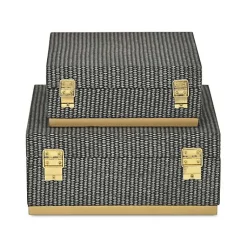 Sale Gray Woven Square Decorative Boxes, Set of 2 Baskets & Boxes