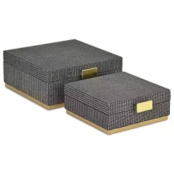 Sale Gray Woven Square Decorative Boxes, Set of 2 Baskets & Boxes