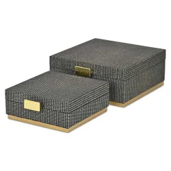 Sale Gray Woven Square Decorative Boxes, Set of 2 Baskets & Boxes