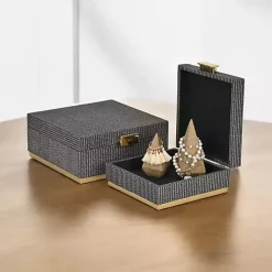 Sale Gray Woven Square Decorative Boxes, Set of 2 Baskets & Boxes