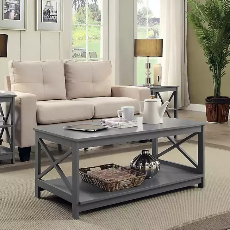 Kirklands Home Coffee Tables|X-Frame Single Shelf Coffee Table Gray