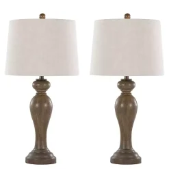 Kirklands Home Table Lamps|Gray-Brown Spindle Table Lamps, Set of 2 Tan