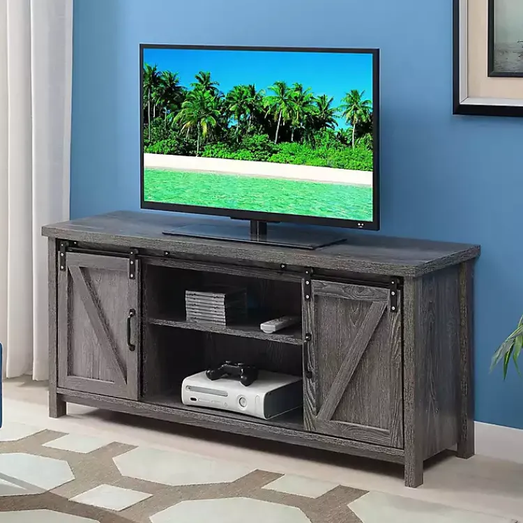 Kirklands Home Tv Stands & Media Consoles|wash Russ Barn Door Media Cabinet Gray