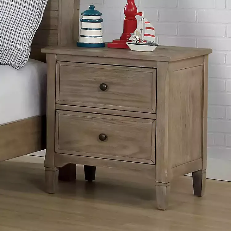 Kirklands Home Nightstands|Graywash Wood 2-Drawer Lyla Nightstand Brown