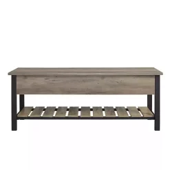 Kirklands Home Entryway Furniture|washed Lift-Top Storage Bench Gray