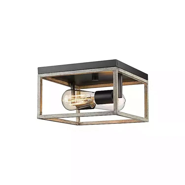 Kirklands Home Flush Mount Lighting|Graywashed Square Flush Mount Light