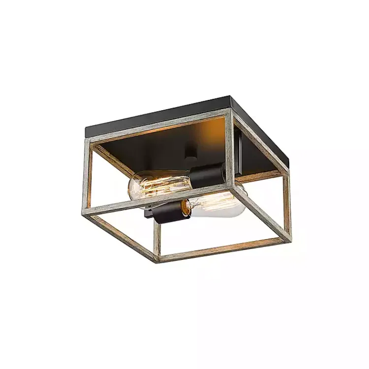 Kirklands Home Flush Mount Lighting|Graywashed Square Flush Mount Light