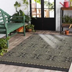 Kirklands Home Outdoor Rugs|Greek Key Sun Shower Outdoor Area Rug, 7x9