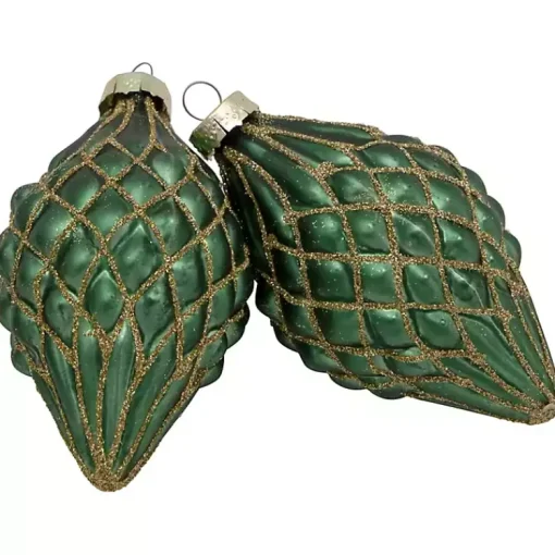 Green & Gold Onion & Finial Ornaments, Set of 4 Christmas Ornaments
