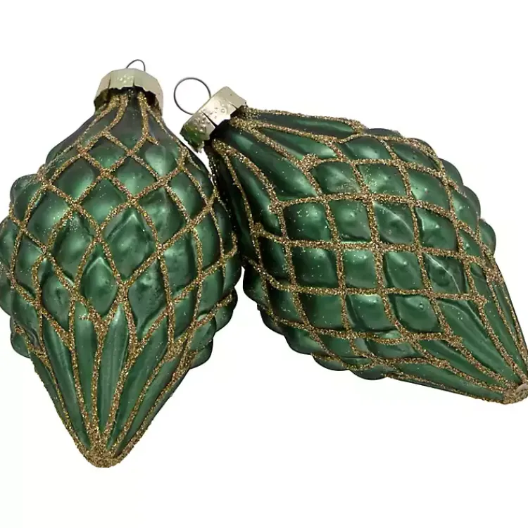 Green & Gold Onion & Finial Ornaments, Set of 4 Christmas Ornaments