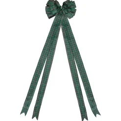 Clearance Green and Black Plaid Bow Christmas Tree Topper Christmas Tree Decorations