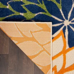 Kirklands Home Outdoor Rugs|Green and Blue Floral Burst Outdoor Area Rug, 6x9