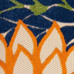 Kirklands Home Outdoor Rugs|Green and Blue Floral Burst Outdoor Area Rug, 6x9