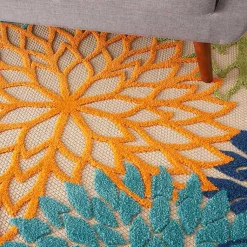 Kirklands Home Outdoor Rugs|Green and Blue Floral Burst Outdoor Area Rug, 6x9