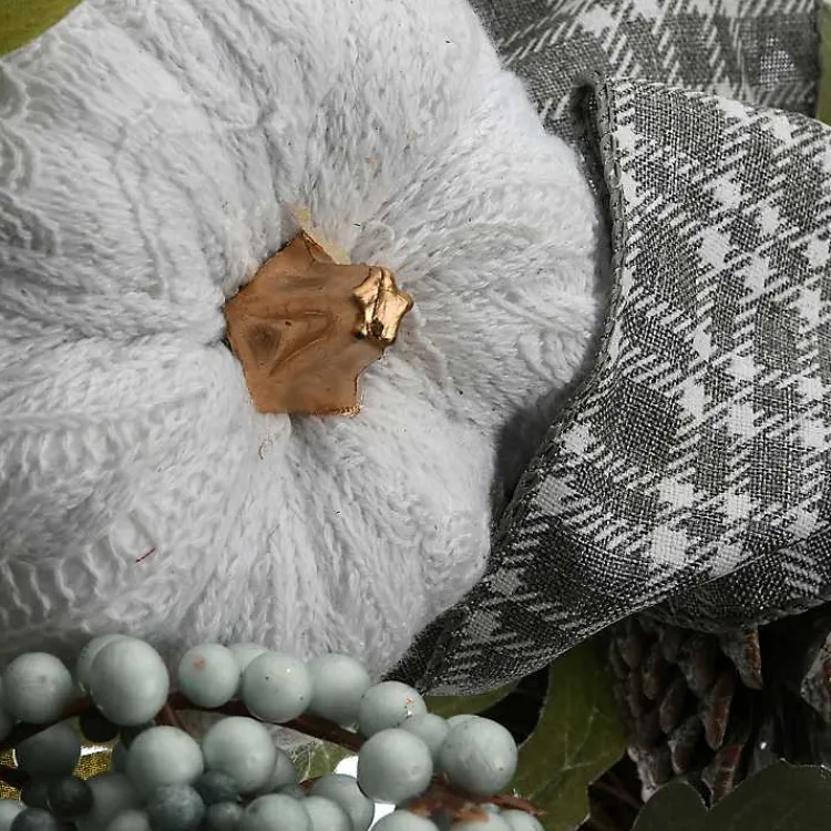 Discount Green and Gray Ribbon Harvest Mix Wreath Wreaths