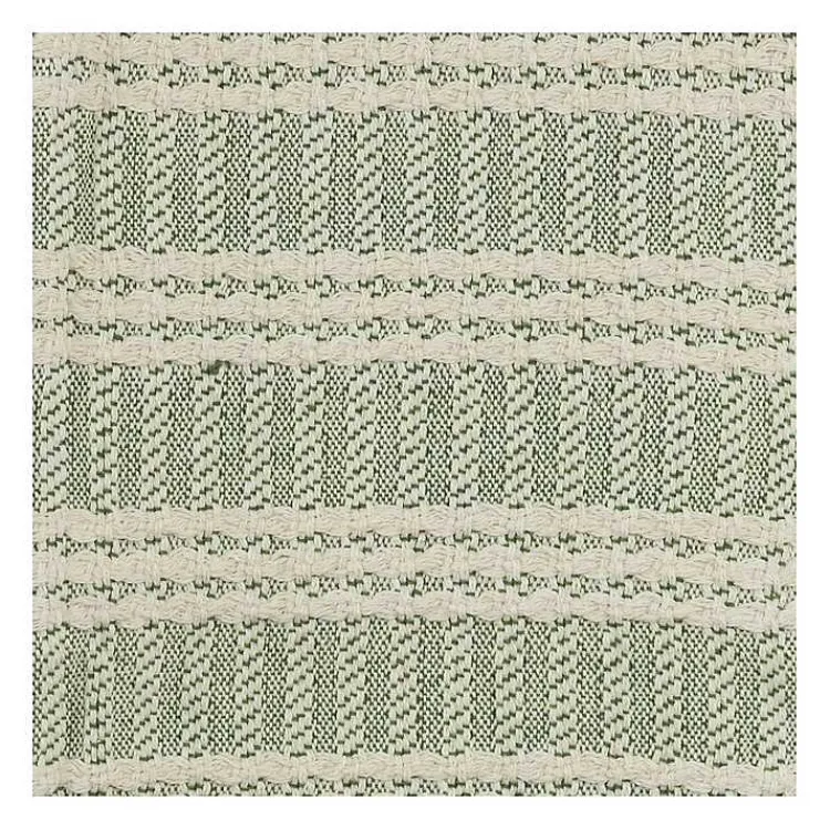 Sale Green and Ivory Striped Cotton Throw Blankets & Throws