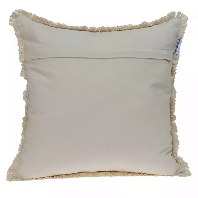 Green and Tan Medallion Fringe Pillow Pillows
