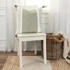 New Green and White Block Loop Throw Pillow Pillows