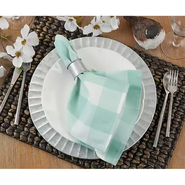 Kirklands Home Table Linens|and White Buffalo Plaid Napkins, Set of 4 Green