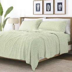 Kirklands Home Bed Sheets|Green and White Chevron 3-pc. Twin Sheet Set