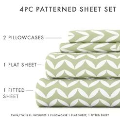 Kirklands Home Bed Sheets|Green and White Chevron 3-pc. Twin Sheet Set