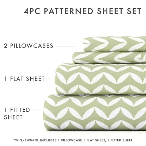 Kirklands Home Bed Sheets|Green and White Chevron 3-pc. Twin Sheet Set
