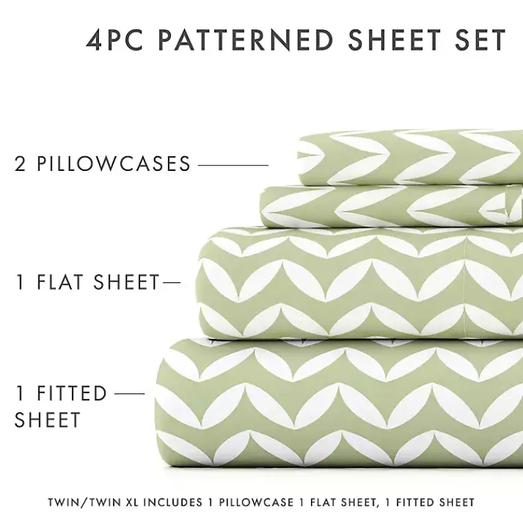 Kirklands Home Bed Sheets|Green and White Chevron 3-pc. Twin Sheet Set