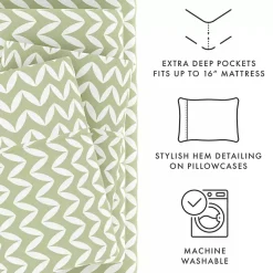 Kirklands Home Bed Sheets|Green and White Chevron 3-pc. Twin Sheet Set