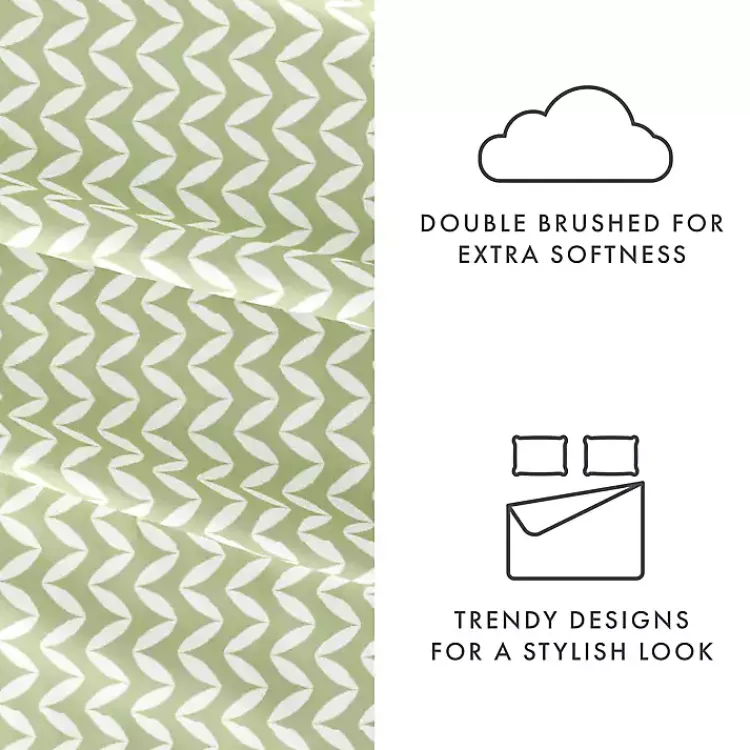 Kirklands Home Bed Sheets|Green and White Chevron 3-pc. Twin Sheet Set